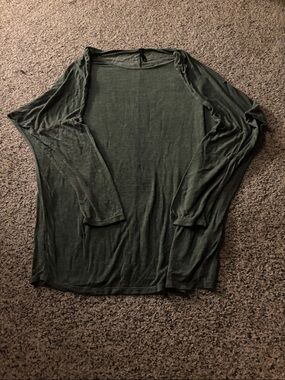 Savvi Olive Green Long Sleeve Crew Neck Top